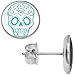 Body Candy Stainless Steel White Greenish Blue Sugar Skull Stud Earrings