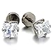 6mm Square Cz Princess Cut Stud Earrings for Men and Women Stainless Steel Screw Back Post, 2pcs