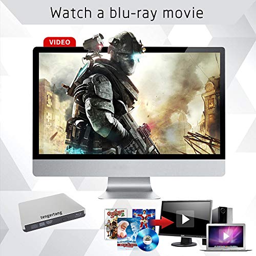External Blu-ray DVD/BD/CD Drive Portable Blu Ray Burner USB 3.0 External 3D Blu-ray Player BD-ROM CD/DVD-ROM Writer/Rewriter CD/DVD-RW Reader for Windows, Mac OS Laptop, Computer (Silver;)
