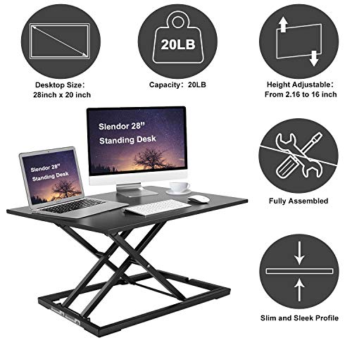 28 Inch Computer Stand Standing Desk Stand Up Desks Height Adjustable 28 inch Sit Stand ...