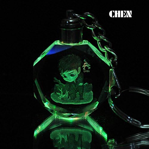 Korean EXO Kpop Fans Colorful Color Change Led Key Chain Crystal Pendant Key Ring (CHEN)