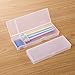 2Pack Plastic Pencil Case Plastic Stationery Case, Eunion Clear White Matt Finish Pencil Holder with Hinged Lid & Snap Closure