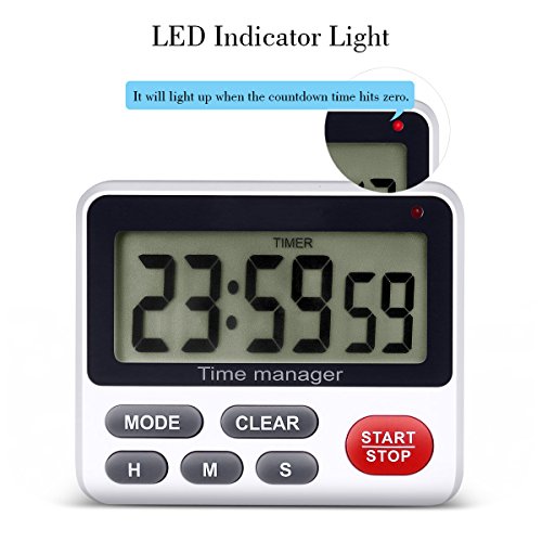 Digital Kitchen Countdown Timer - AIMILAR Count Up Down Cooking Timer Clock with Alarm Magnetic White
