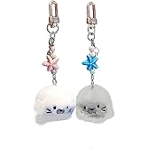 Eagyrosi 2Pcs Plush Seal Keychain -Adorable Tiny Ocean Theme Bag Charm for Women, Schoolbag Pendant, Gift