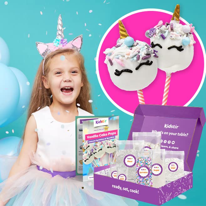 KIDSTIR Unicorn Cake Pop Kit DIY Kit for Kids, with PreMeasured