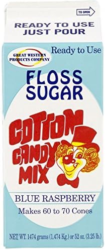 Concession Essentials CE Floss Sugar- Blue Rasp-1ct Cotton Candy Floss Sugar-Blue Raspberry, 4" Height, 4" Width, 9" Length