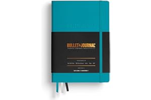 LEUCHTTURM1917 The Official Bullet Journal Edition 2 - Notebook Built for BuJo, Medium A5 204 Pages of 120gsm Paper, with Bujo Pocket Guide (Turquoise25)