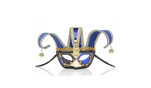 Amazon Com Venetian Clown Mask Painted Halloween Party Masks High End Venetian Jester Joker Mask Spider Masquerade Wall Decorative Art Collection Mardi Gras Party Decoration Gift Blue Home Kitchen