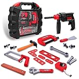 Toy Choi's Kids Toy Tool Construction Set, 27 Pieces Toddler Boys Pretend Play Tool Kit in Sturdy Case
