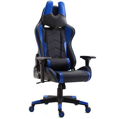 Gamingstuhl Schreibtischstuhl Racing Stuhl Bürostuhl mit 4D Verstellbaren Armlehnen und U-Form Kopfstütze ,Ergonomisch Sports