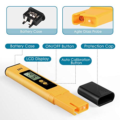 VEROSKY Digital PH Meter, PH Meter 0.01 PH High Accuracy Water Quality Tester with 0-14 PH Measurement Range for Household Drinking, Pool and Aquarium Water PH Tester Design with ATC