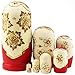 Moonmo 7pcs Cute Red Sweater Braid Girl Russian Wooden Nesting Dolls Matryoshka Toys