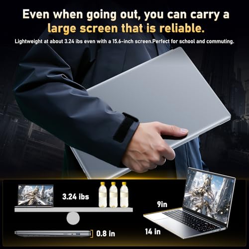 XWU 15.6 inch laptop with 8GB RAM, 256GB SSD, 100% sRGB display, N4000 processor, Wi-Fi 5 Dual Band, Bluetooth 4.2, USB-A, HDMI, 1920 x 1080 FHD display (8, GB)