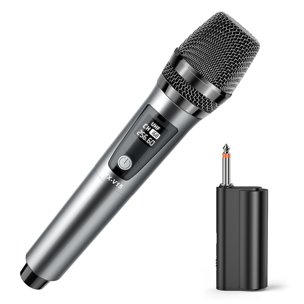 Photo 1 of JYX Wireless Microphone, Professional UHF Metal Handheld Dynamic Mic System with Rechargeable Receiver 1/4''(6.35mm) Plug, for Amplifier, PA System, Karaoke Singing, Wedding, Party, Speech, Church
