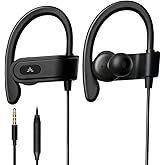 Avantree E171 - Sports Earbuds Wired with Microphone, Sweatproof Wrap Around Earphones with Over Ear Hook, in Ear Running Hea