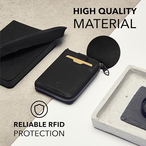 Vaultskin Notting Hill zip wallet with RFID protection (Black)
