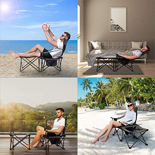 XGEAR 2 in 1 Folding Camping Chair Portable Lounge Chair with