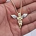 Expression Jewelry Gold Tone Sparkled Silver Stardust Wings Hip Hop Guardian Angel Necklace (Gold Tone Angel Pendant - Silver Wings)