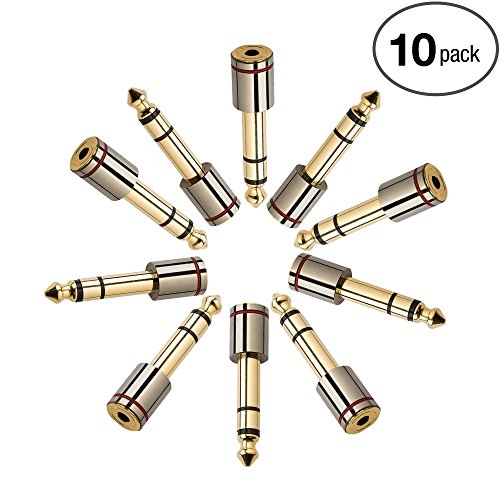 AURUM CABLES 10-Pack 6.35mm Male to 3.5mm Female Stereo Adapter