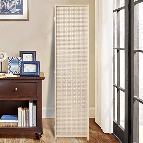 Esright 4 Panel Bamboo Room Divider, 6 Ft Tall Folding Privacy Screen