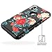 WeLoveCase iPhone X Case, Shockproof Armor Defender Case High Impact Heavy Duty Hard PC with Soft Bumper 3 in 1 Protective Cover with Flower Floral Printed Pattern Design for iPhone X - Bbellamy Red