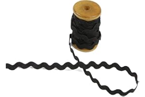BIAS BESPOKE 3 Yards of Polly 5mm Rigid RIC-Rac Trim on a Wooden Spool, Black