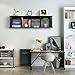 Topeakmart 48'' Wall Mounted Hanging Desk Hutch Floating Media Storage Cabinet Bookshelves w/7 Storage Compartments (Black)