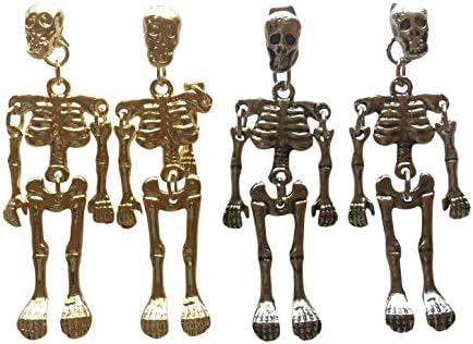 2 Pairs of Skeleton Dangle Day of the Dead Earrings in Gift Box COCO style earrings