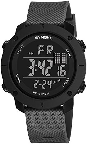 Fxbar, Men Sport Watch Round Dial Case LED Screen Digital Sports Watch Men Watch(Gray)
