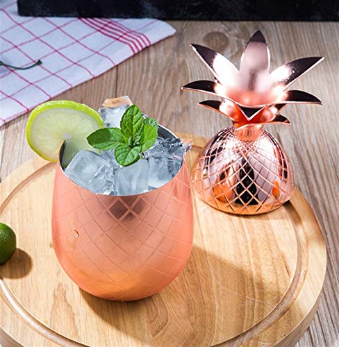 WAWAYU Kupferbecher, Pineapple Cup Edelstahl Pineapple Cup Metall Kupfer Cup kreative Persönlichkeit Modulation… – Bild 4