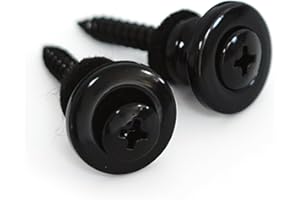 Guyker Strap Locks Buttons, (1 Pair) Zinc Alloy Security Straplock Quick Release Strap Retainer System for Electric Acoustic Folk Guitar, Bass, Ukulele Replacement Part (GE001, Black)