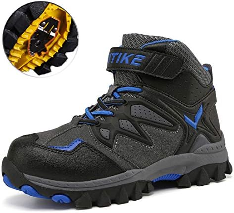 WETIKEBoys Snow Boots Outdoor Adventure Kids Hiking Shoes Warm Kids Snow Boots Non Slip Boys Boots Metal Buckle Sole High Top Kids Hiking Boots Easy To Put On Kids Boys Winter Boots Mid Waterproof