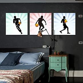 3 Panel Canvas Wall Art Play Basketball Pictures Home Wall Decorations for Bedroom Living Room Paintings Canvas Prints Framed - 12"x12"x3 Panels