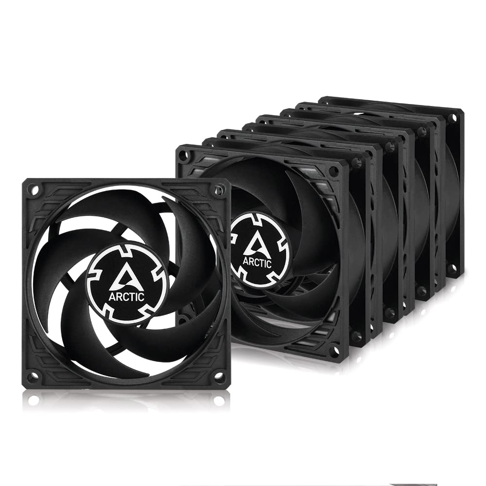 ARCTIC P8 (5 Pieces) - 80 mm CPU Case Fan, Very Quiet Motor, Computer, 3000 RPM - Black