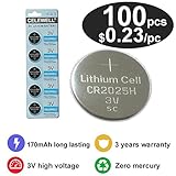CELEWELL Bulk 100 Pack CR2025 3V Battery Lithium Coin Cell 170mAh