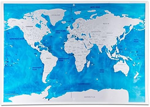 Scratch Off World Map Poster with US States Perfect for Travelers Highly Detailed Map of Earth with all Continents and Countries Outlined Colorful Under Scratch Layer 32 inch x 23 inch Large Poster