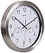 Moonsteps 12 inches Quartz Silent Metal Frame Digital Wall Clock No Ticking with Temperature Humidity Stats, White