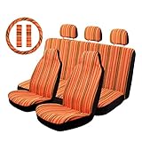 Copap Orange Car Seat Covers Full Set 10pc Stripe