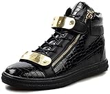Jiye Men's Sheet Metal Zipper High-Top Shoes Fashion Sneakers