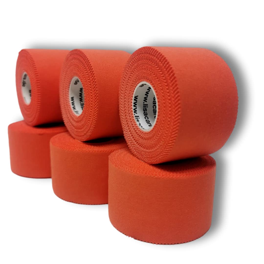 LisaCare Sports Tape - 6 Rolls 3.8 cm Wide - Sports Tapes - Football Tape - Athletic Tape - Tape Sports Tape Strong Hold & Easy to Tear - for Any Sport & Life Situation (Set of 6)
