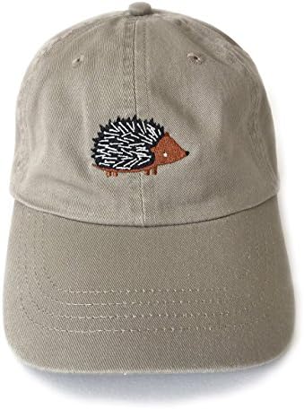 Hedgehog Baseball Cap Khaki Men's Women's 6 Panel Wide Brim Adjustable