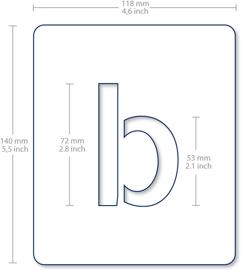 Qbix Letters Stencil Set – 4.6 x 5.5 inches - Complete Alphabet Lowercase Font Stencil Set - Reusable, Kids Friendly Stencil - Painting, Crafts, Cakes, Windows, Wall and Furniture Stencil