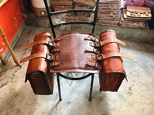 Leather Native 2 X HUGE Motorcycle Side Pouch Brown Leather Side Pouch Classic Saddlebags Saddle Panniers (2 Bags) Summer Sale!