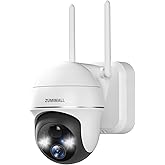 ZUMIMALL Security Cameras Wireless Outdoor, 360°View, 2K Battery Powered Cameras for Home Security, 3MP Color Night Vision, 2-Way Talk, IP66, AI Analysis, Cloud Storage, Alexa