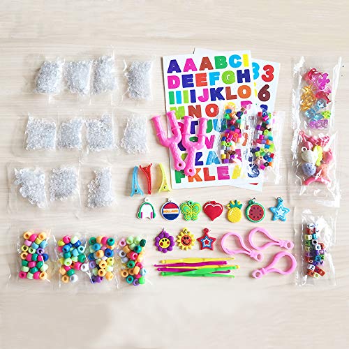7600+ Rainbow Rubber Bands Loom Rubber Bands Set Includes: 6900 Quality Loom Rubber Bands 22 Unique Colors, 6 Crochet Hooks, 2 Y Loom , 500 Clips, 225 Beads, 30 Lovely Charms, 3Hair, 3Backpack Hooks