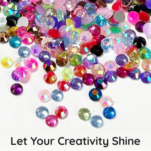 Chenghoo Bedazzling Kit 48000Pcs 48 Colors Resin Jelly Rhinestones, Multicolor 3mm Flatback Gems for Diamond Art, Bedazzler Kit with 6Pcs 10ml B7000 Jewelry Glue & Tools for Nail Art Crafting Makeup