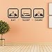 BooDecal 36 Inches x 13 Inches Eat Sleep Game Wall Decal Gaming Wall Stickers Joystick Playing Wall Decals Vinyl Decoration Wall Mural