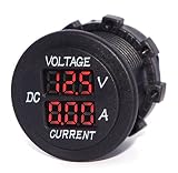 Cllena Digital Multimeter Current Tester & Voltage Tester for Boat Marine Vehicle Motorcycle Truck ATV UTV Car Camper LED Round Panel(Red LED)