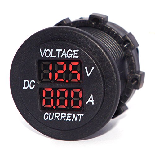 Cllena Digital Multimeter Current Tester & Voltage Tester for Boat Marine Vehicle Motorcycle Truck ATV UTV Car Camper LED Round Panel(Red LED)