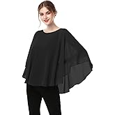Hotshawl Capes for Womens Casual chiffon shawl Casual Chiffon Cape Sheer shawls and wraps Poncho Capelets Cover Up